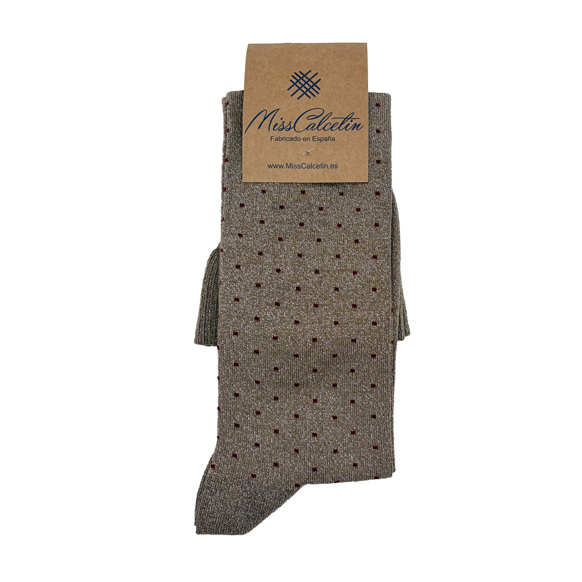 Caña Alta Brilli Brilli Topitos Beige-Burdeos