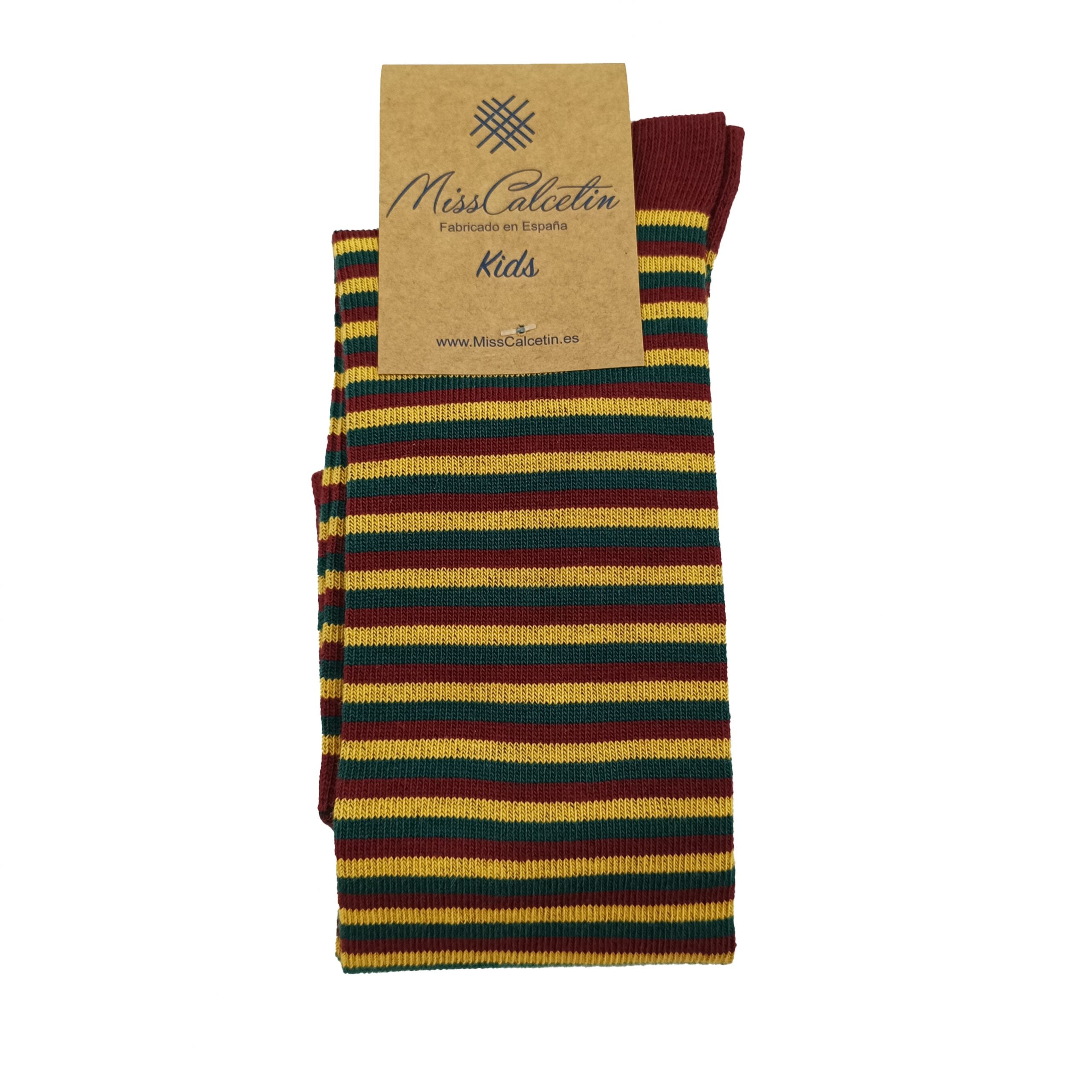 KIDS RAYA FINA TRICOLOR MOSTAZA-EVERGRREN-RUBI CERRADO