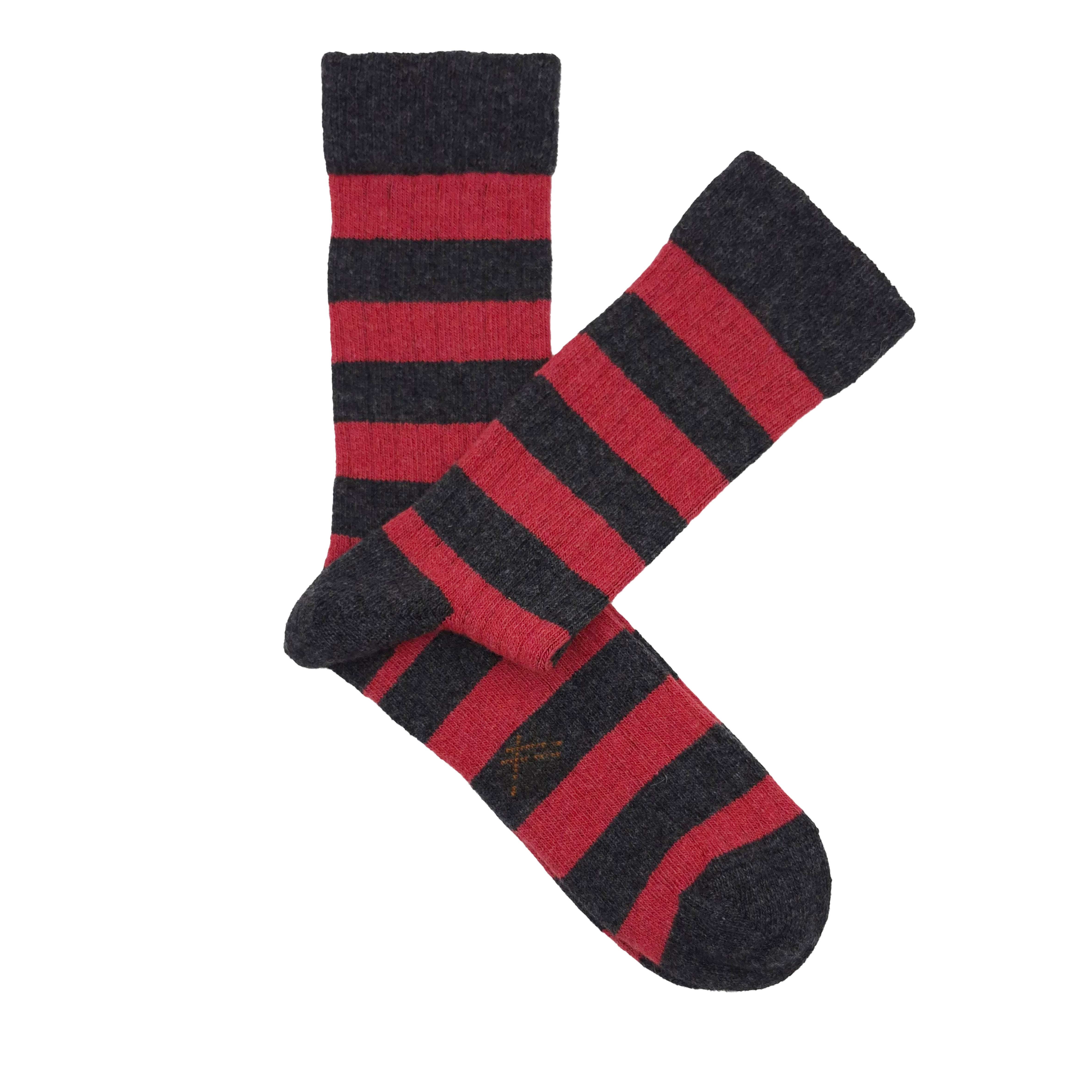 Lana Caña Baja Rayas Fresa-Antracita