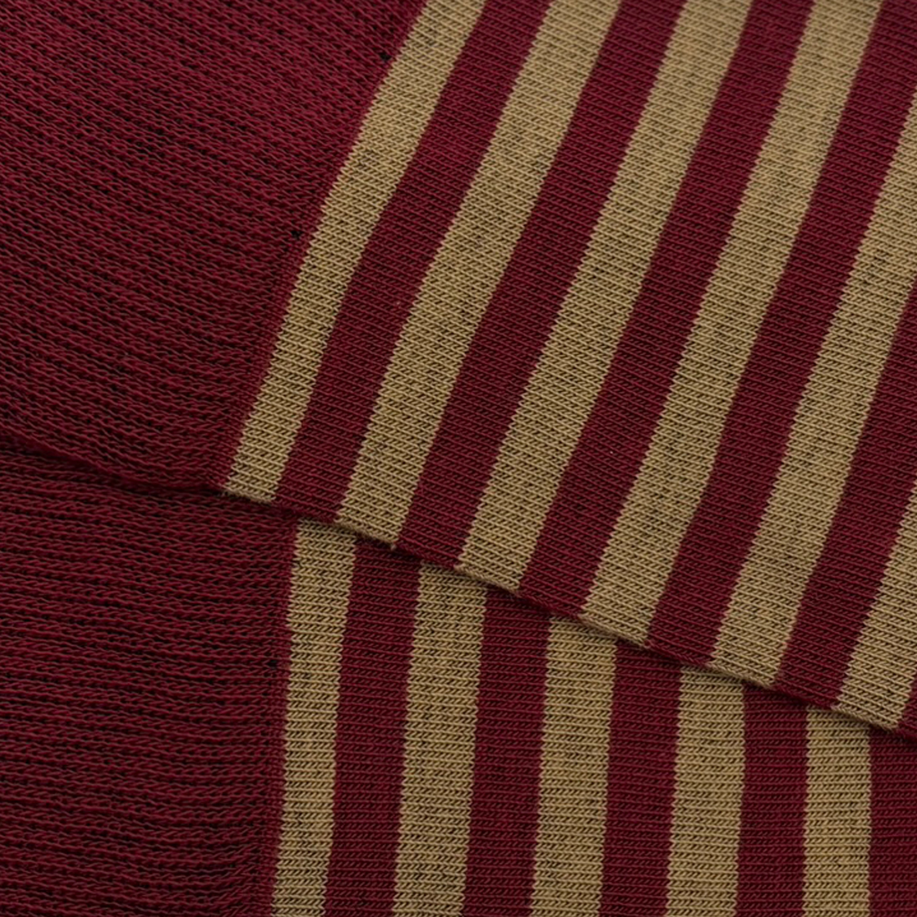 Caña Baja Rayas Finas Camel-Burdeos