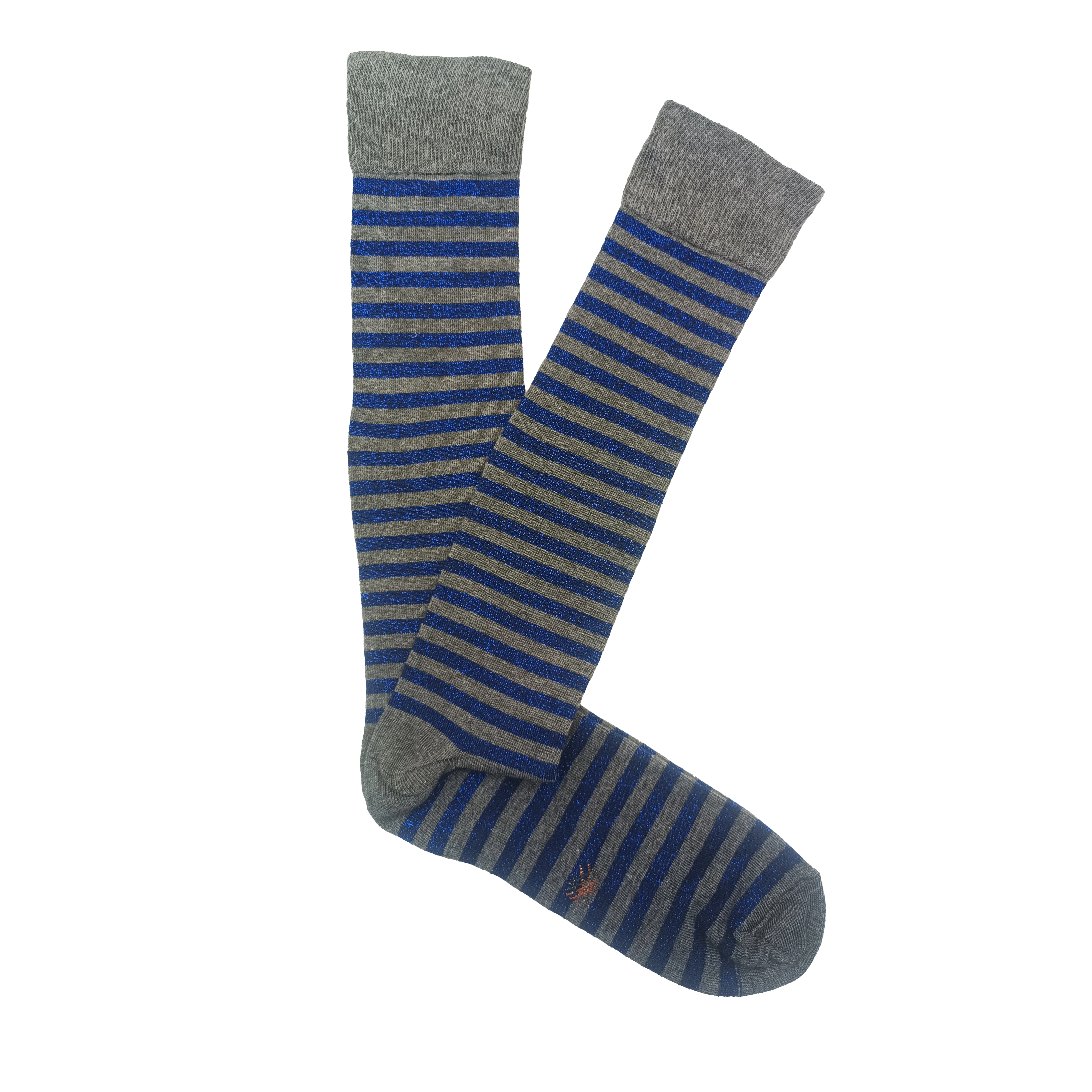 High-neck, fine-striped, navy-gray, medium-weight, Brilli Brilli fabric.