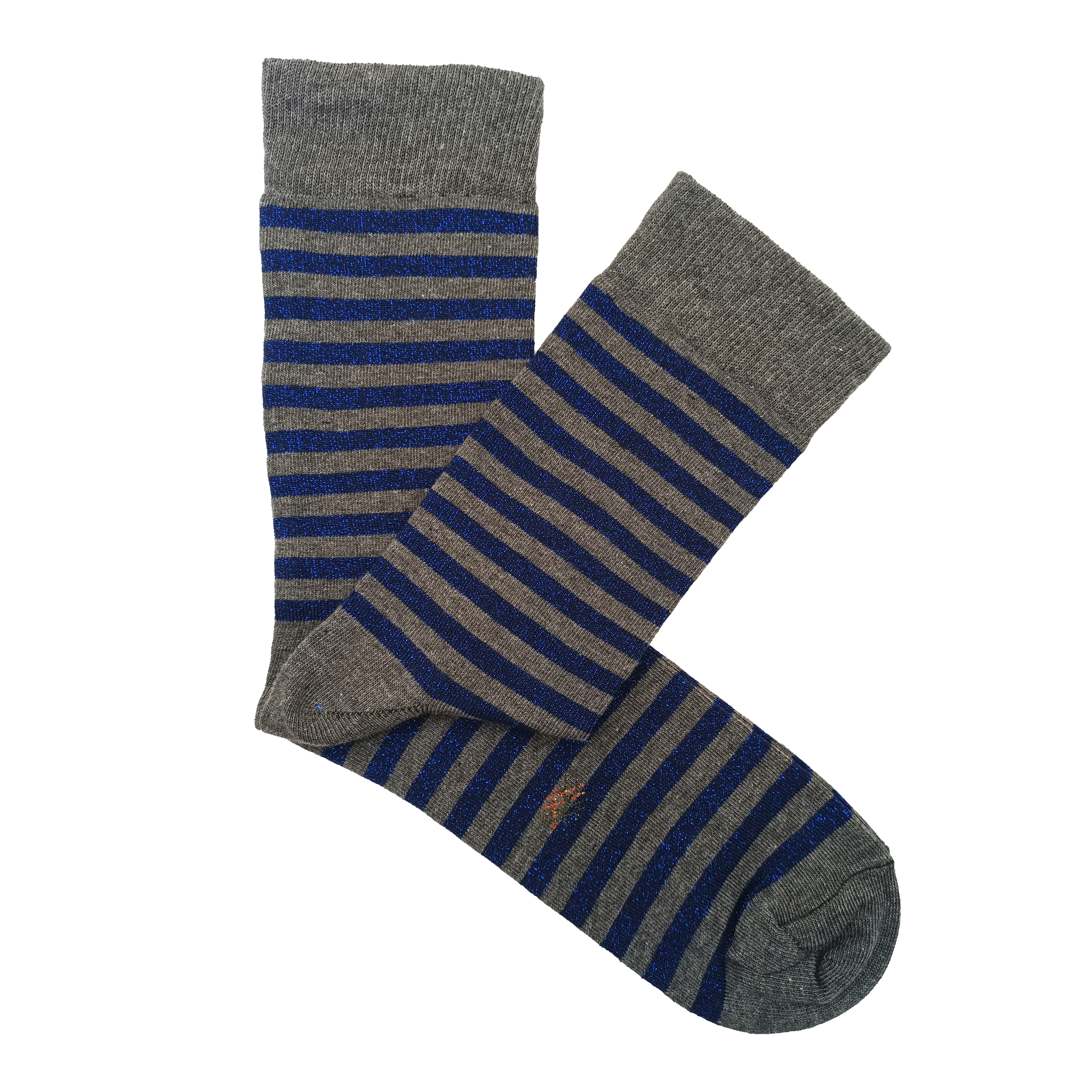 Low-rise, fine-striped, navy-gray, Vigoré fabric.