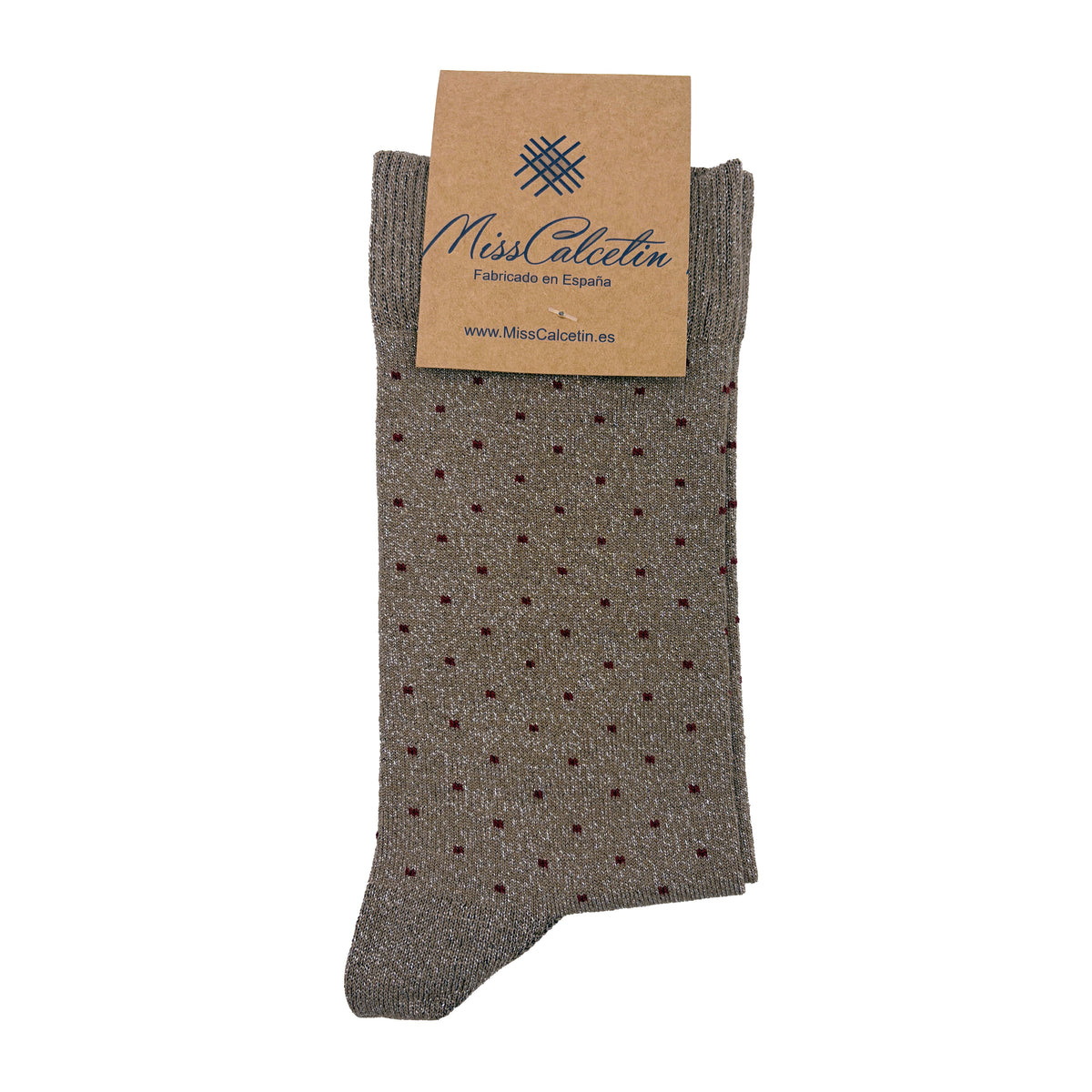 Caña Baja Brilli Brilli Topitos Beige-Burdeos