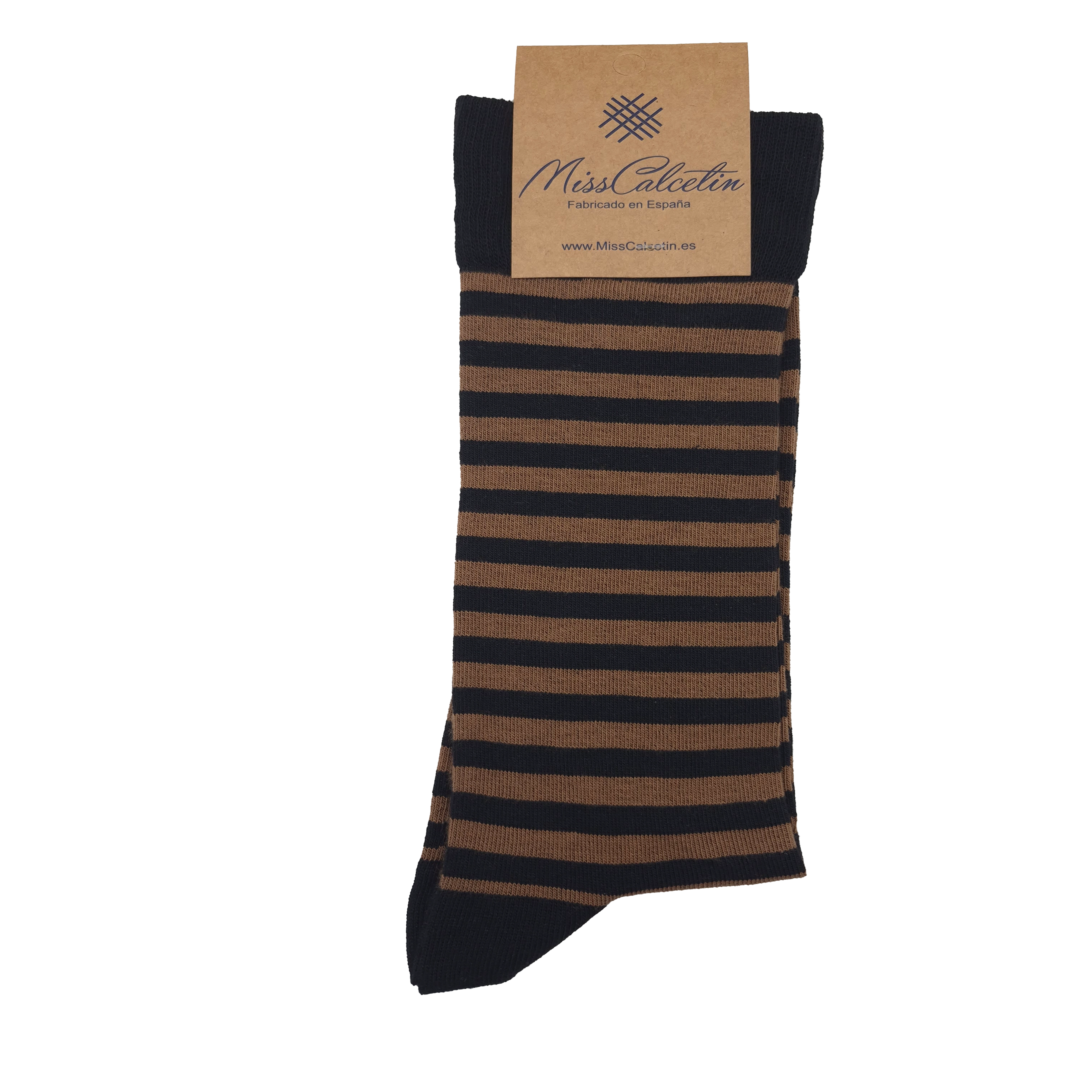 Caña Baja Rayas Finas Brown-Negro