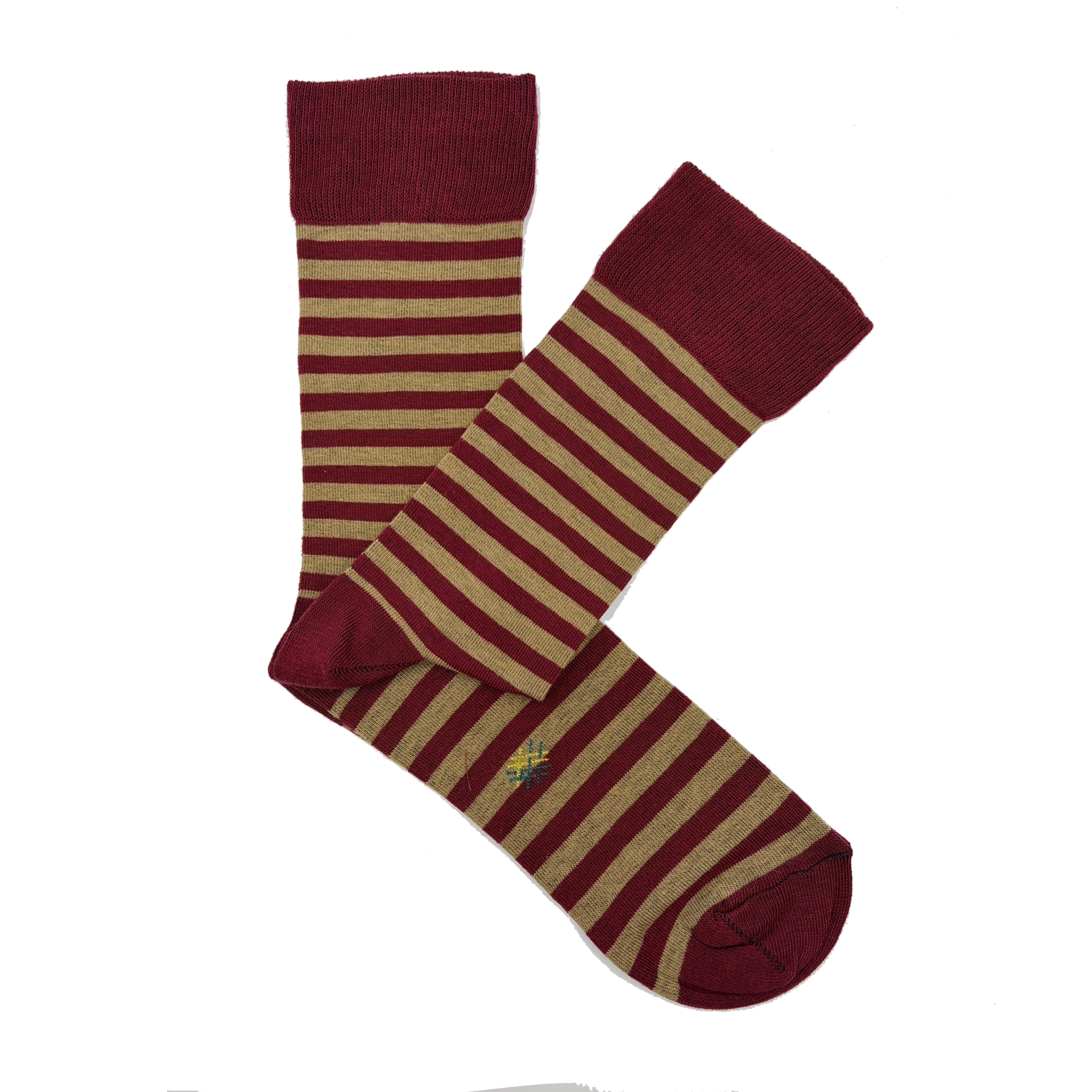 Caña Baja Rayas Finas Camel-Burdeos