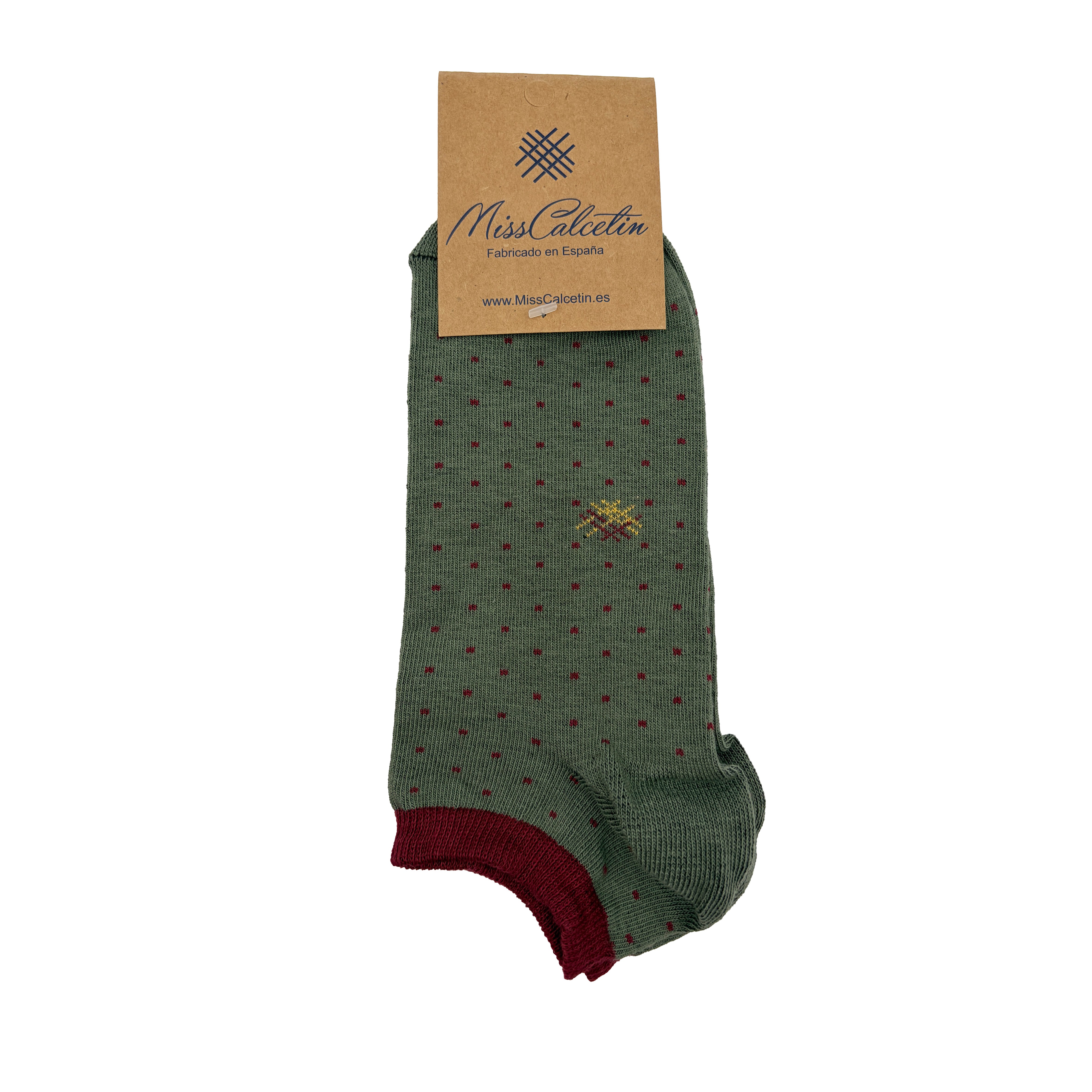 Ankle Boots with Dots, Thyme-Burgundy