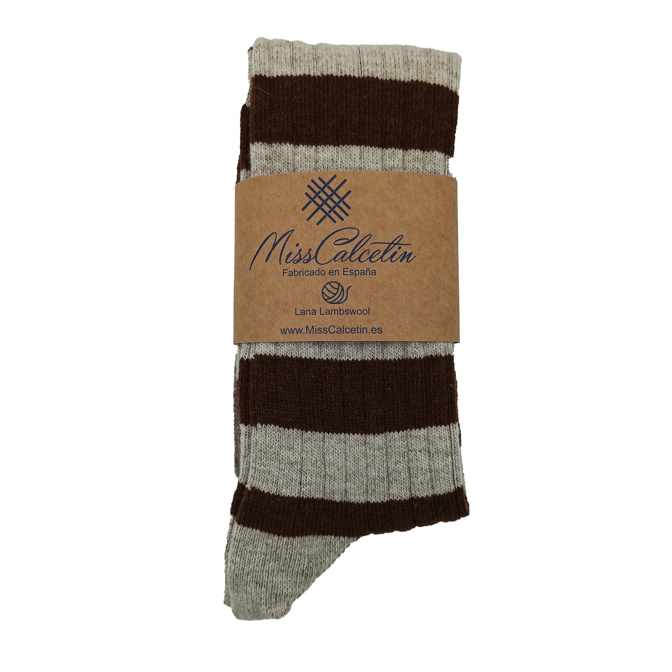 LANA CAÑA ALTA RAYAS MARRON BEIGE CERRADO