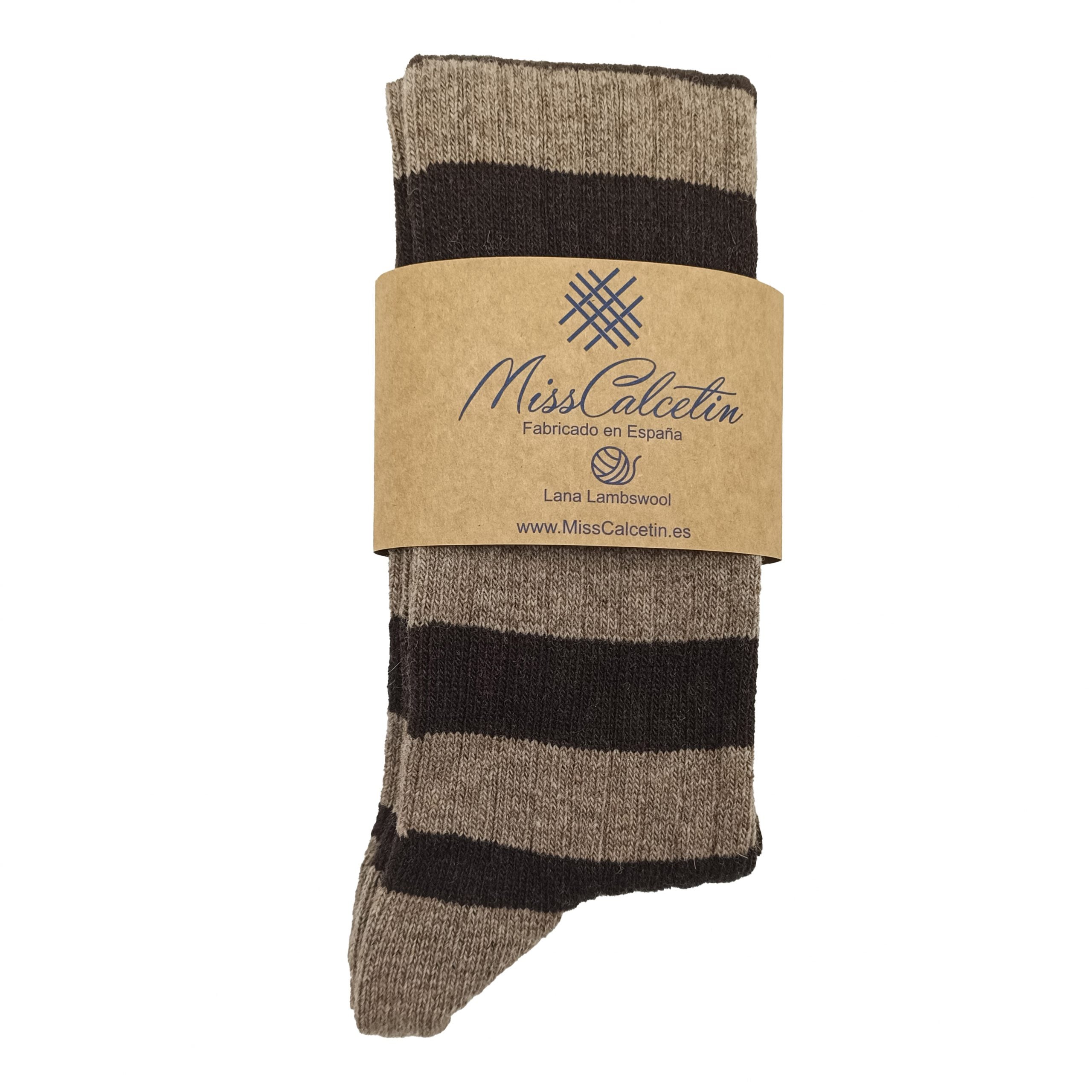 LANA CAÑA ALTA RAYAS MARRON BEIGE CERRADO