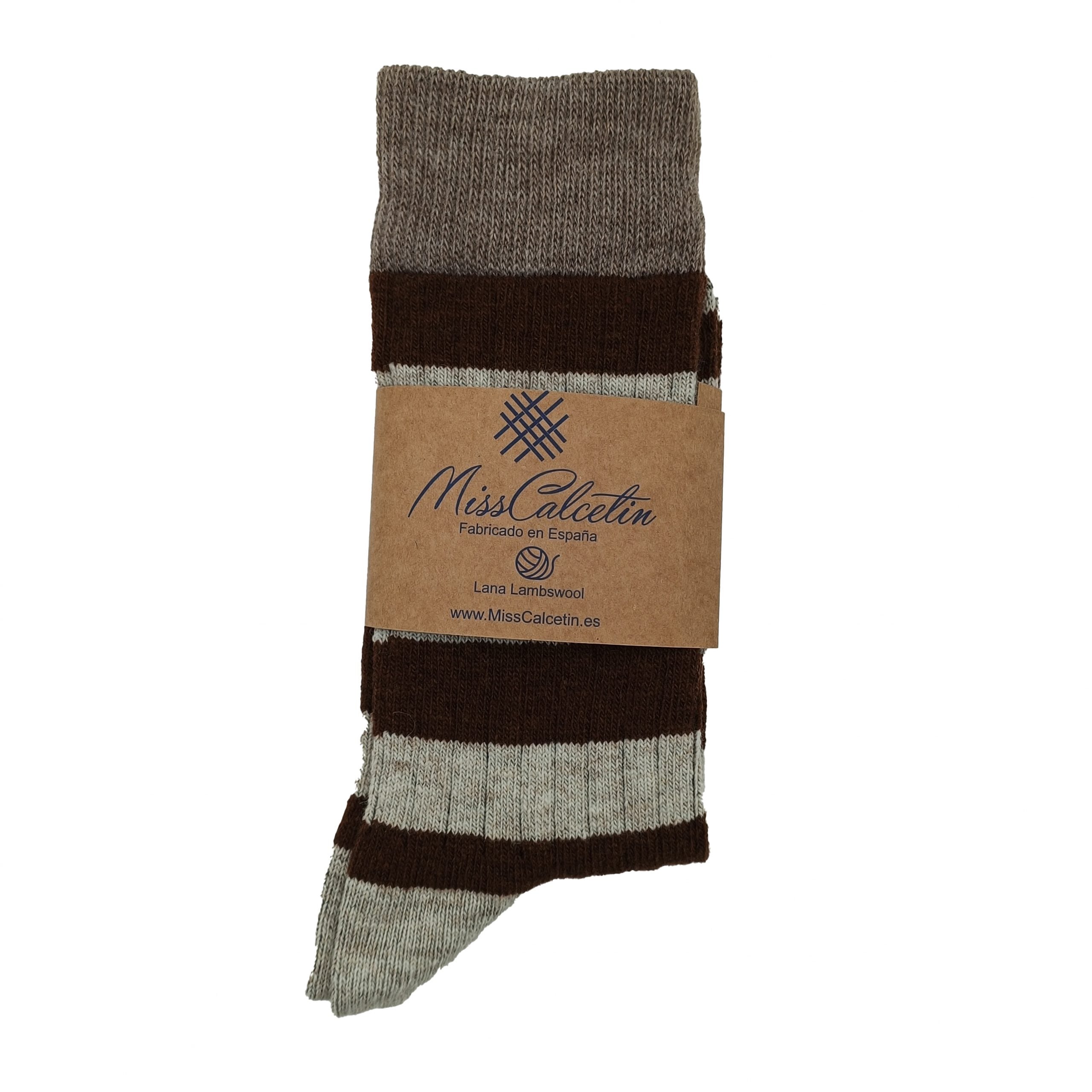 LANA CAÑA BAJA RAYAS MARRON BEIGE CERRADO