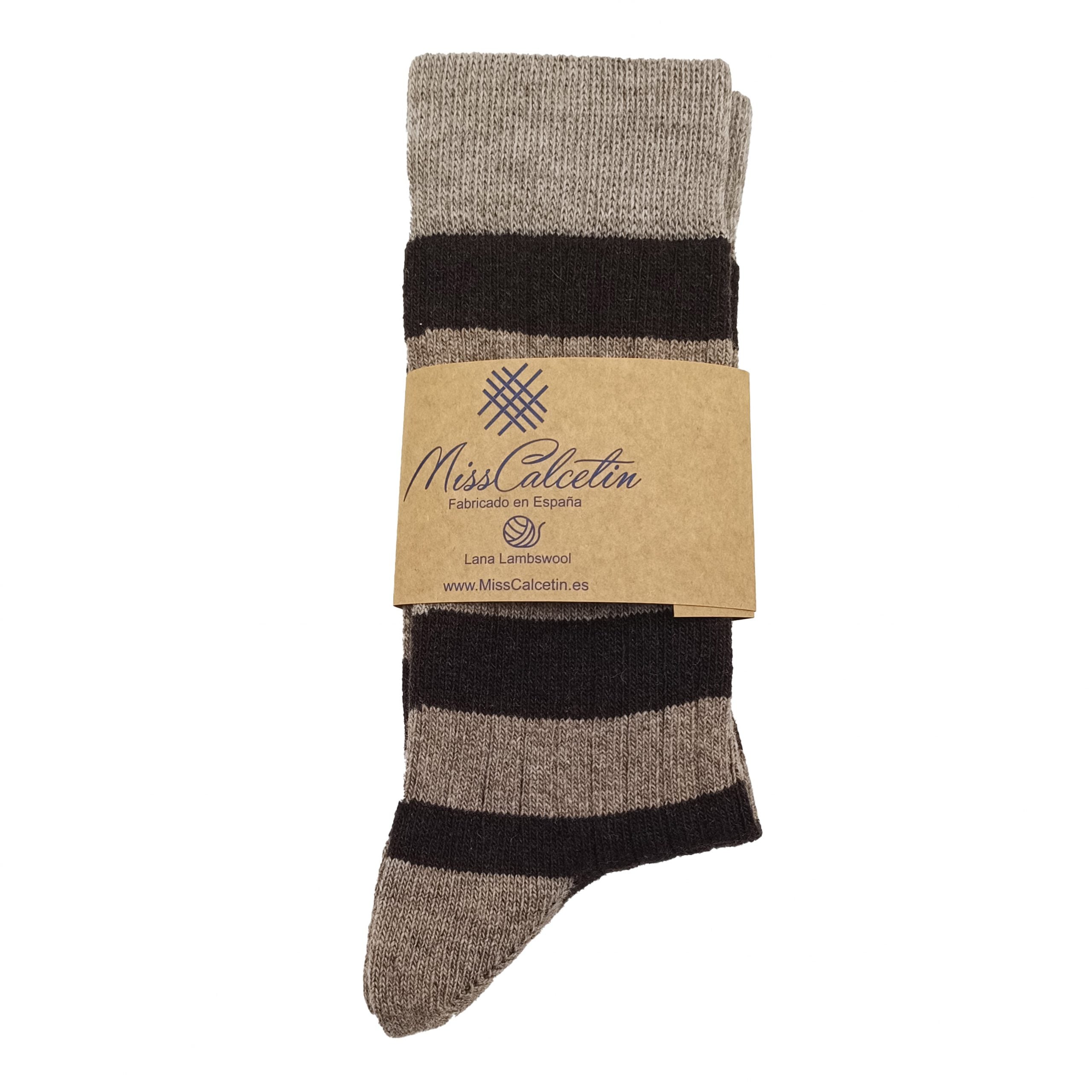 LANA CAÑA BAJA RAYAS MARRON BEIGE CERRADO