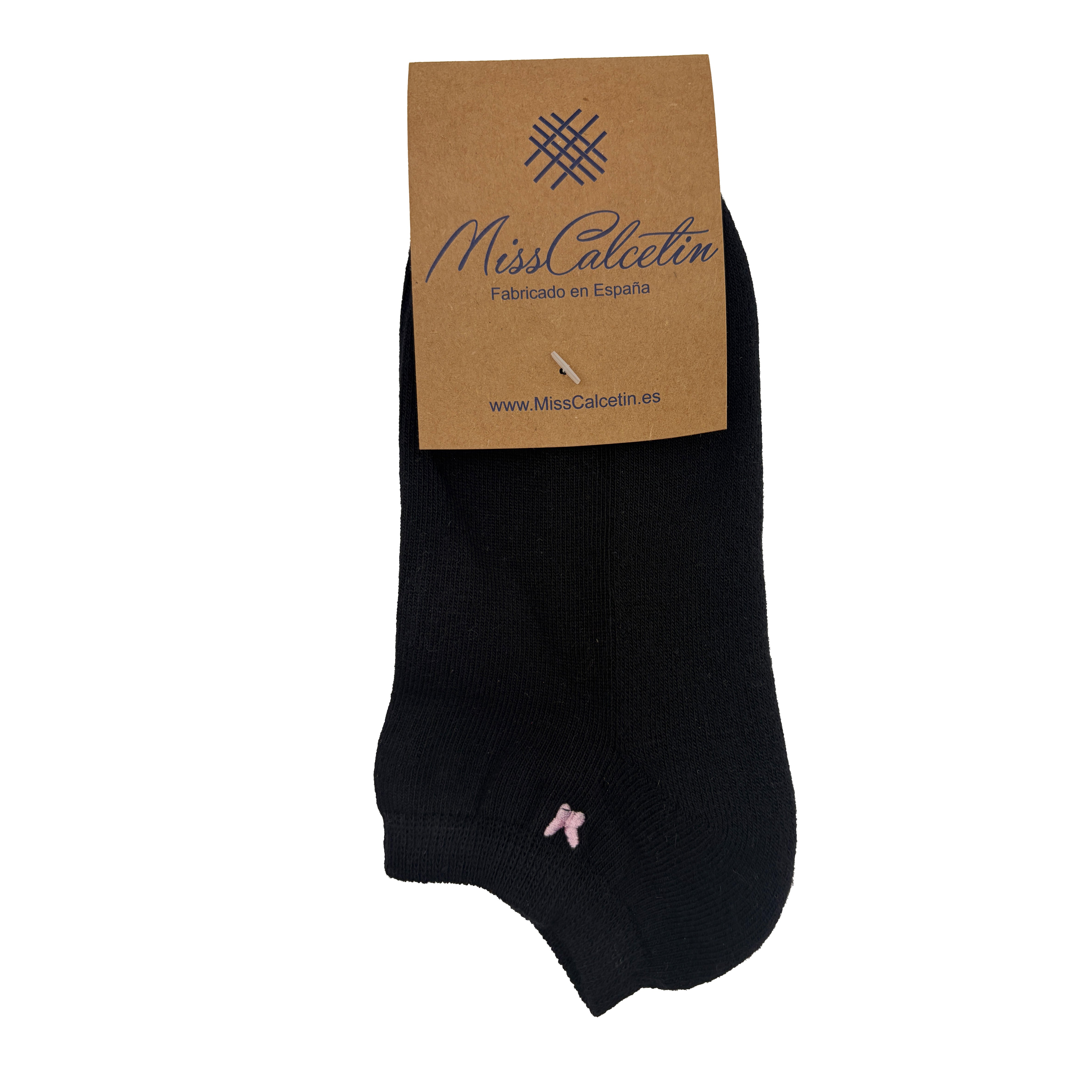Tobillero Deportivo Negro Bordado Mariposa