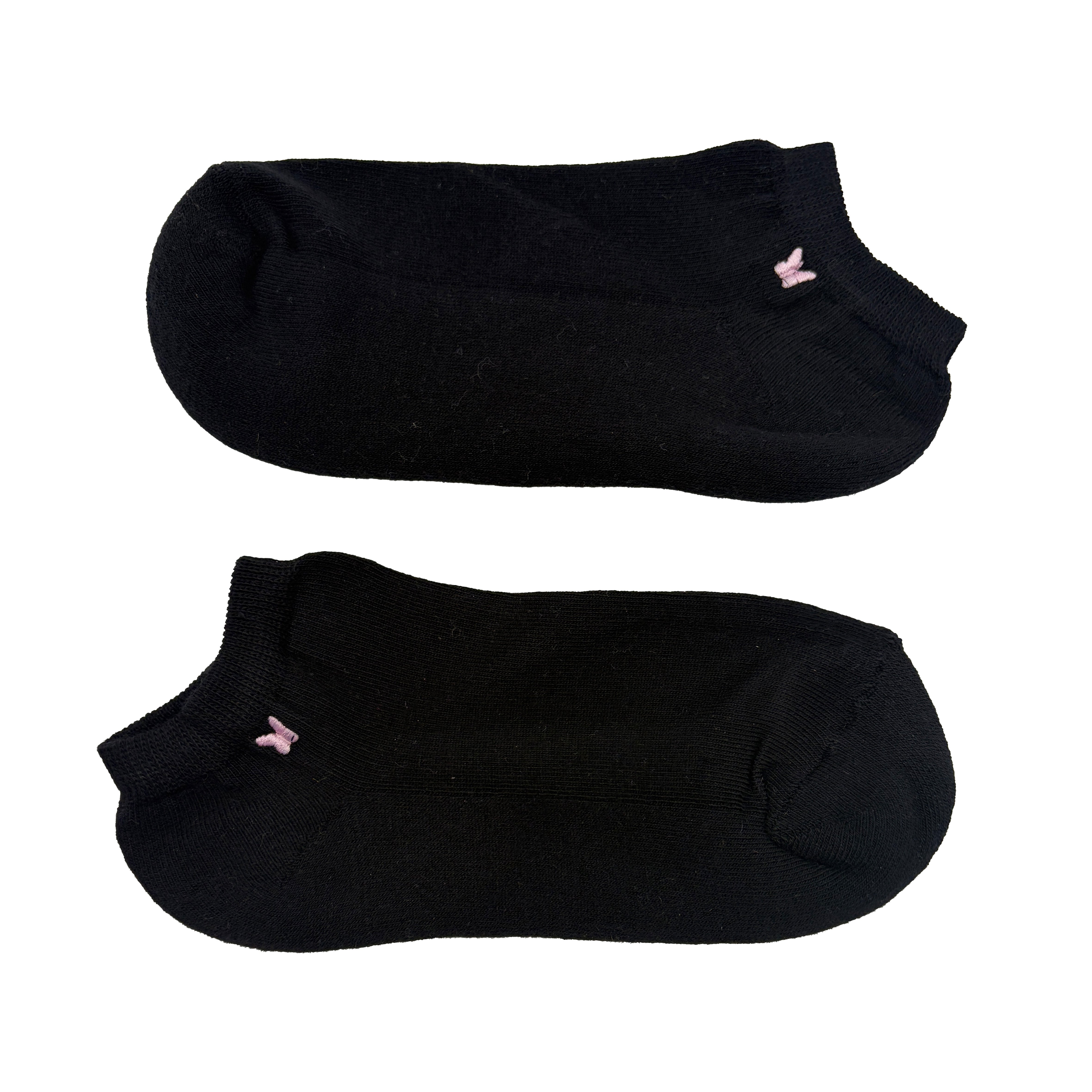 Tobillero Deportivo Negro Bordado Mariposa