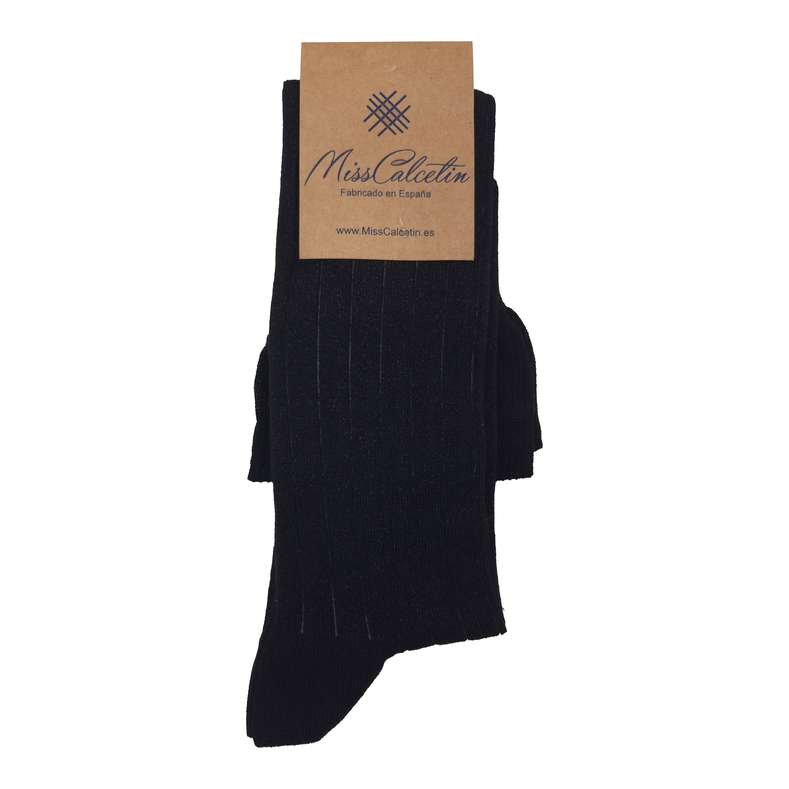 Caña Alta Raya Vertical Negro-Gris