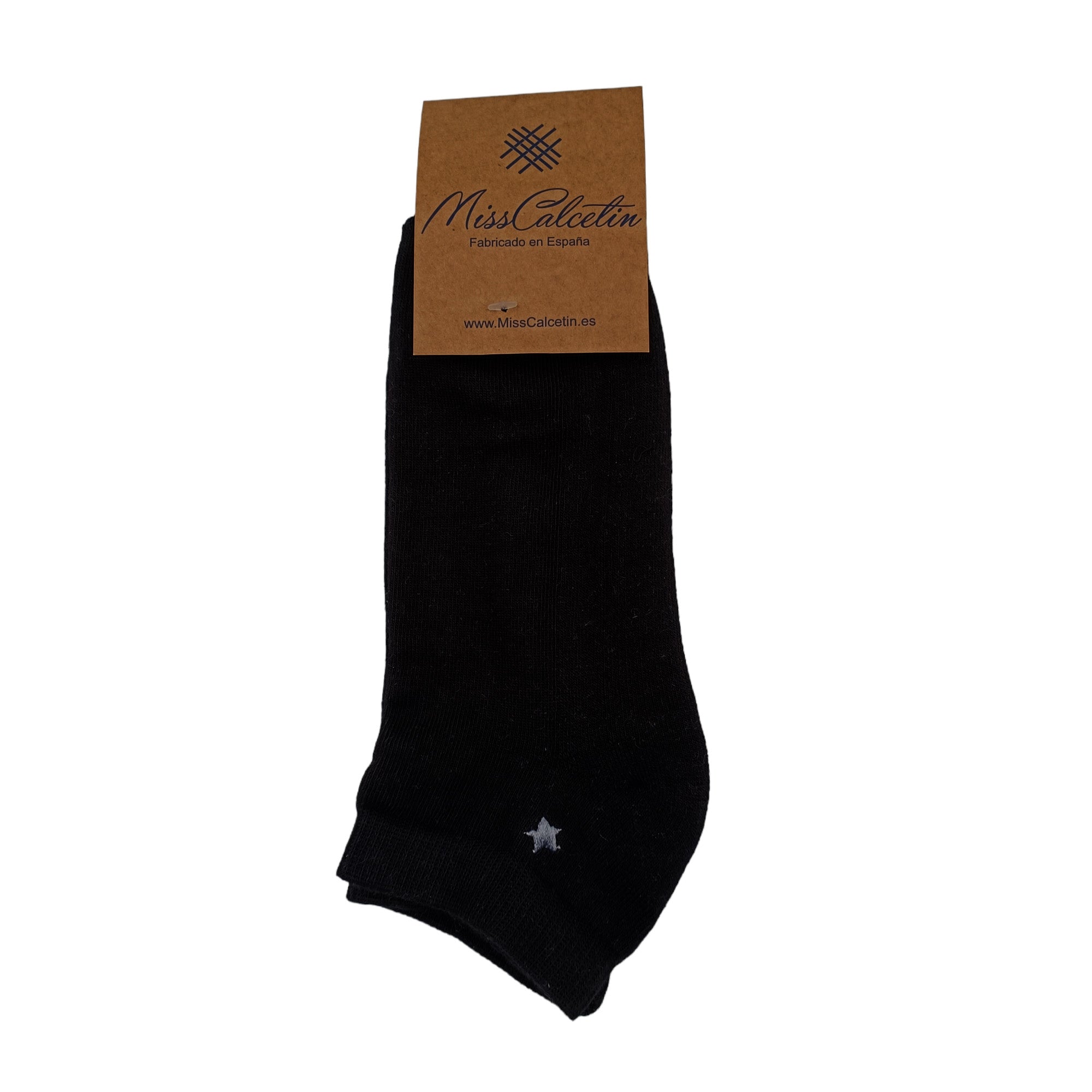 TOBILLERO NEGRO BORDADO ESTRELLA CERRADO
